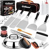 Grilliance 27pcs Griddle Accessories Kit for Blackstone, Professional Hibachi Flat Top Grill Tools, Enlarged Spatula Gift Set with Basting Cover，Burger Press Patty Maker for Outdoor BBQ Teppanyaki