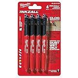 Milwaukee 48-22-3104 Inkzall Point Marker, Fine, Black, 4-Pack