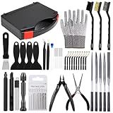 3D Printer Tool Kit 3D Printing Accessories Includes Deburring Tools,Needle Files,Brushes,Tweezer,Gloves,Scraper,Wire Cutter for 3D Print Model Remove, Smoothing, Finishing