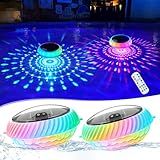 Goallim Floating Pool Lights Solar, 7.6 Inch RGB Upper& Lower Color Changing Solar Pool Lights That Float with Dynamic Lighting Effects, IP68 Waterproof Swimming Pools Light for Party Decor(2)