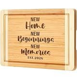 House Warming Gifts New Home 2026, Engraved Cutting Board New Home Gift Ideas, New Beginnings Gifts for Women Men Couple New Homeowner Closing New Apartment Essentials New Memories