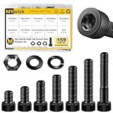 159-Piece M6 Screw Assortment Kit - Grade 12.9 Alloy Steel Hex Socket Head Cap Metric Screws, Bolts, Washers, Nuts & Hex Wrenches (M6*8/12/16/20/25/30/35mm)