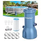 KimFilter Pro Series 1000 GPH Above Ground Pool Filter Pump, Powerful Pool Cartridge Filter Pump, Water Circulation and Filtration System -Improved Water Clean & Clarity, Pools Pumps Above Ground-Gray