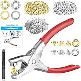 803Pcs Grommet Eyelet Pliers Kit, 1/4 Inch Grommet Tool Kit with 800 Metal Eyelets, Grommet Hand Press kit for Leather Crafts(Inside Dia: 6.4mm/Outer Dia: 12mm (A.I.S.)/Flange Width: ~3mm)