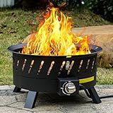 EcoNook 22 inch Portable Propane Fire Pits, Gas Fire Pit Bowl for Outside with Lid & Handle, Smokeless Gas Firebowl,Propane Firepit for Camping, Patio, Yard, Garden