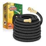 Flexi Hose Lightweight Expandable Garden Hose, 100FT -Retractable Garden Hose, Water Hose - No-Kink Flexibility, 3/4 Inch Solid Brass Fittings and Double Latex Core