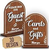 Stofinity Wooden Wedding Signs For Ceremony And Reception - Cards And Gifts Sign, Please Sign Our Guestbook Signs, Rustic Wedding Guest Book Signs Decorative Signage For Table Decor