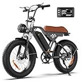 Fcgeoi Electric Bike, 1000W Peak Motor, 60-110 Miles & 20 MPH, Removable Battery, 20" Fat Tires Dirt Bike, Full Suspension, 5-Speed, for Mountain Snow Road, Electric Bicycle for Adults