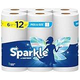 Sparkle Pick-A-Size Paper Towels, 6 Double Rolls = 12 Regular Rolls, Everyday Value Paper Towel With Full And Half Sheets