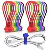 SOOOEC Magnetic Cord Ties, 16 Pack 7.2" Snap on Magnetic Cable Ties Cute Cloud Dialogue Design, Strong Magnetic Silicone Twist Ties for Bundling and Organizing, Assorted Colors.