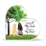 Gossby Personalized Heart-shaped Dog Memorial Acrylic Plaque - Custom Dog Remembrance Gift For Dog Mom With Design, Name - Dog Memorial Gift For Women Dog Lover - Forever In My Heart - Girl And 1 Dog