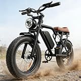RKJ Electric Bike for Adults, 2200W, 35MPH, 75 Miles Max Range, 48V 15.6AH Removable Battery, 7-Speed, 3 Modes, Full Suspension, Dual Disc Brakes, 20" All-Terrain Fat Tires, UL 2849 Certified E Bike