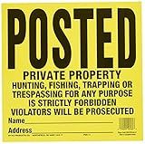 Hy-Ko Products PP-1 Posted Private Property Tyvek Sign 10 PC Value Pack 11" x 11" Yellow, 10 Pieces