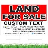 Land For Sale Custom Yard Sign, 18 x 24 inch or 24 x 36 inch, Double Sided, Metal Stake Included, HS001 (36in x 24in)