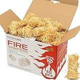 Fire Starters for Fireplace, Campfire, Wood Stove, Chimney, Pizza Oven, Fire Pit, Smoker, Grill, BBQ - All Weather Starter - Natural Odorless Indoor Outdoor Charcoal Firestarters 60 Pack