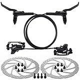 TOBWOLF 1 Pair MTB Disc Brake Set, Hydraulic Disc Brake Kit with 160mm Rotors, Left Front 81cm & Right Rear 147cm, Aluminum Oil Pressure Calipers Levers for Mountain Bike E-Bike Fat Bike Road Bike