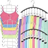 TomCare 2 Pack Tank Top Hanger and 2 Pack Leggings Organizers Space Saving Sport Bras Organizer Metal Yoga Pants Hangers with 20 Clips Hanging Closet Organizers and Storage for Hat Camisoles Shorts
