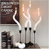 Halloween Decorations Indoor - 4 Pack Cute Ghost Taper Candles - Halloween Centerpieces for Tables - Twisted Candle Decoration for Mantel Table - Spooky Ghosts Candle Decor for Home Party Room