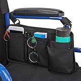 ZHCHG Wheelchair Side Bag with Cup Holder, Wheelchair Armrest Pouch Accessories for Walker, Rollator, Electric Scooter Wheelchairs, Ideal Gift for Mother's Day & Father's Day