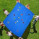 Kathfly Blue Hole Tarp Team Building Game 98 x 70 Inch Learning Fun Team Building Games for Work with 8 Pcs Team Building Ball for Teamwork Group