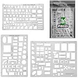 ENJOYLink 3 Pcs Interior Design Drawing Templates Including a House Floor Plan Template, a Furniture Template and an Interior Design/Kitchen/Bedroom Reusable Stencils for Drawing & Drawing Tools