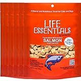 LIFE ESSENTIALS BY CAT-MAN-DOO All Natural Freeze Dried Wild Alaskan Salmon Treats for Cats & Dogs - Single Ingredient No Grain Snack with No Additives or Preservatives, 5 Ounce Bag - 6 Pack
