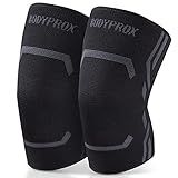 Bodyprox Knee Compression Sleeve for Men and Women (2 Pack), Knee Support Brace for Running and Work out (X-Large)…