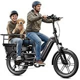 SISIGAD Family Electric Bike with Seat - Peak 1500W Motor, 20" Fat Tire Cargo Ebike, 48V 15Ah Removable Battery E Bike,Dual Hydraulic Brakes,LCD&APP Control,7-Speed,Step-Thru Electric Bicycle