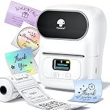 Memoqueen M110 Label Makers - Portable Bluetooth Thermal Label Maker Machine,Label Printer for Name, Barcode, Clothing, Jewelry, Retail, Mailing, for Android & iOS, with 1Pack 40×30mm Label, White