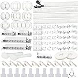 DRIVUU White Cable Management Organizer Kit 4 Cable Sleeve Split,47Cable Clips 12Cord Clips Holder,22 Cable Ties, 20 Adhesive Wall Cable Tie, 200Fasten Cable Ties for TV Electronics