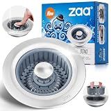 Sink Drain Strainer - Sink Stopper Kitchen Drain, 3 in 1 Kitchen Sink Drain Strainer with Anti-Clogging Basket, Kitchen Gadgets Clearance Sink Accessories, Fit US Standard 3-1/2'' Sink Hole, Silver