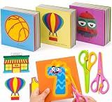 Koogel Toddler Scissors Practice Kit, 2 Safety Scissors & 120 Craft Papers