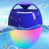 Portable Bluetooth Pool Speakers,Hot Tub Speaker with Colorful Lights,IP68 Waterproof Floating Speaker,360° Surround Stereo Sound,85ft Bluetooth Range,Hands-Free Wireless Speakers for Shower Spa Home
