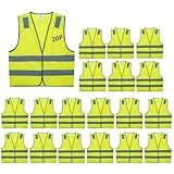 Lavori-AK Safety Vests 10 Pack - Yellow Reflective High Visibility Construction ANSI Class 2 Work Vest for Men,Woman,Hi Vis Vest Mesh and Neon Silver Strip