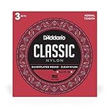 D'Addario Student Nylon Classical Guitar Strings, EJ27N-3D, Normal Tension, 6-String Set, Pack of 3