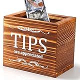 Yamahiko Wooden Tips Jar Tip Collection Box 6 x 4 x 5 Inch Tip Donation Bucket Money Coin Storage Container Suggestion Raffle Cash Box Jar for Restaurants Musicians Bartender Bars Driver