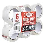 Pacific Mailer Clear Packing Tape, Heavy Duty Packaging Carton Tape for Shipping Packaing Moving Sealing, 2 Inch Wide, 2.7mil Thickness, 65 Yards Per Roll [Pack of 6]