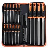 KUZURYU 31PCS Metal File Set - 4 Metal Files for Steel and 12 Needle Files with Steel Brush, Tool Bag, Riffler File, 12 Sandpaper and Gloves, Suitable for Metal and Wood Processing