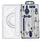 13 Pcs Compass and Protractors Set Math Compass Geometry Tool Metal Geometry Kit Precision Drawing Tool Circle Triangle Ruler Protractor with Storage Case for Kids Architects Engineers Students