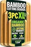 Greener Chef Luxury XL Bamboo Cutting Board Set of 3 with Vertical Grain Strength Technology - Extra Large Wood Cutting Boards for Kitchen and Lightweight Chopping Board Set - Replacements for Life