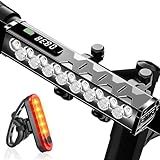 Vastfire 17 LED Bike Lights 5000 Lumen, Super Bright Bicycle Light for Night Riding, USB Rechargeable Bike Headlight and Taillight, Waterproof Wide Beam Bike Front Light with Digital Power Display