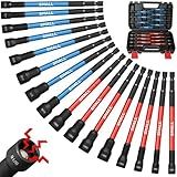 SHALL 16PCS Magnetic Nut Driver Set - 6" Long Nut Driver Set for Impact Drill - SAE and Metric Nut Driver Bit Holder with 1/4"Hex Shank - Magnet Socket Set with Sturdy Tool Box