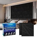 16 Pack Self-Adhesive Soundproof Wall Panels, 12 x 12 x 0.47 in Sound Proof Foam Panels for Walls, 1.2lb/ft³ High Density, Thicker 0.47in, Acoustic Panels, Noise Dampening Panels Studio Black