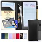 LINTRU 5x8 Server Book, 7 Pocket Zipper Organizer, Fits Apron, Black
