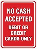 Signs ByLITA Portrait Round No cash accepted debit or credit cards only Sign (Red) - Large