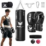 Mesetast Punching Bag for Kids Teenagers, 2.7ft Kids Punching Bag with 8 OZ Boxing Gloves for Youth Boxing MMA Karate Kickboxing - Unfilled