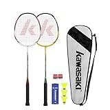 Badminton Set Professional Badminton Racket Sets of 2 Lightweight Badminton Rackets for Backyard with 3 Shuttlecocks, 2 Racquet Overgrips & 1 Carry Bag for Training/Sports