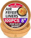 Air Fryer Paper Liners, 100PCS Non-stick Oil Resistant Air Fryer Parchment Paper Liners, 8 Inch Air Fryer Liners Disposable, Round Airfryer Liners for 5-8QT Air fryer, Baking, Roasting Microwave
