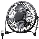Zuvas Desk Fan Quiet Small USB Fan 360° Rotation Portable Table Fan 2 Speed Mini Personal Fan Air Cooling Electric Fan for Home Office Bedroom Travel Camping, 4 inch Black