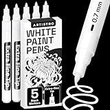 ARTISTRO 5 White Paint Pen for Rock Painting, Stone, Ceramic, Glass, Wood, Tire, Fabric, Metal, Canvas. Set of 5 Acrylic Paint White Marker Water-based Extra-fine Tip
